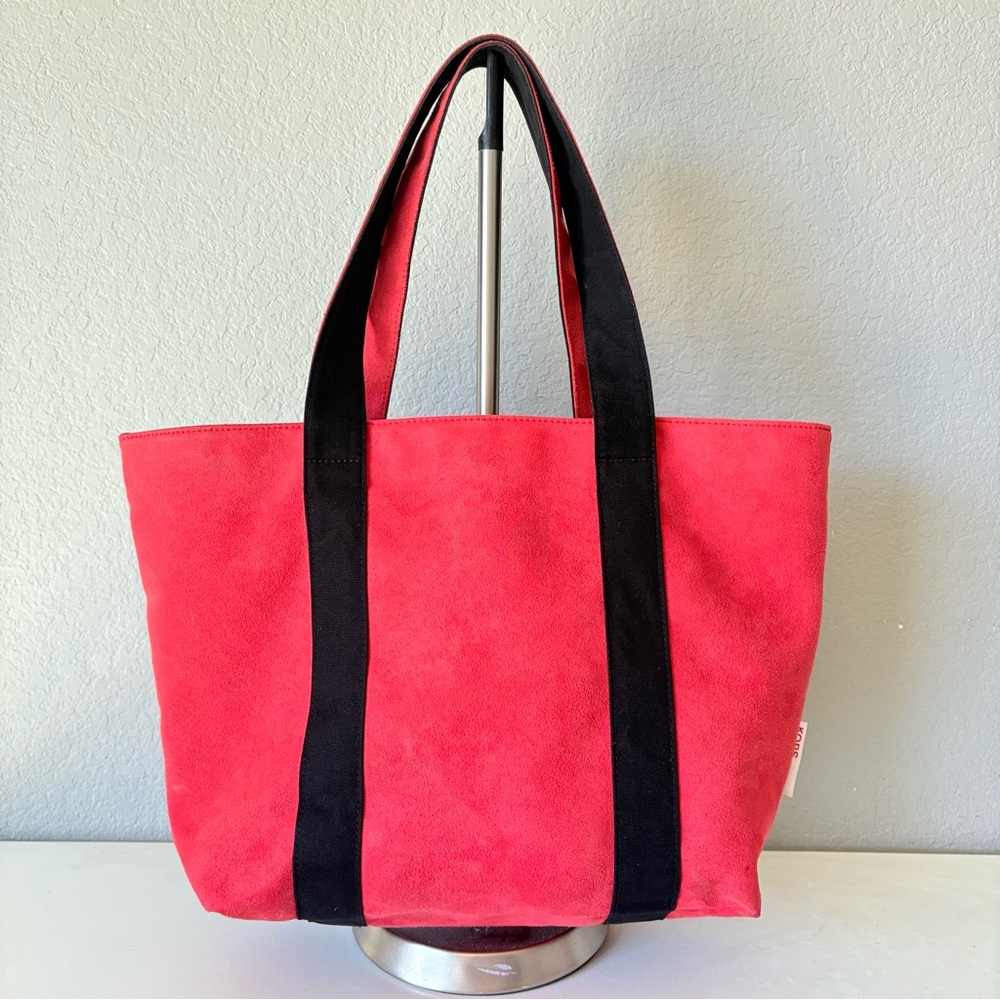 Michael Kors Red & Black Suede Large Tote Bag 18”x11.5” Shoulder Bag